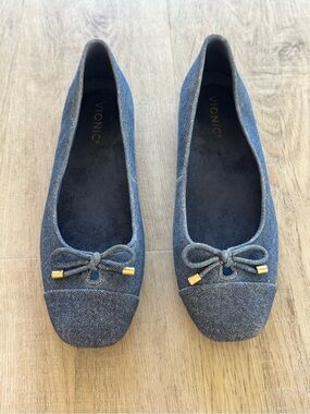 VIONIC Klara Ballet Flat denim blue square toe size 8